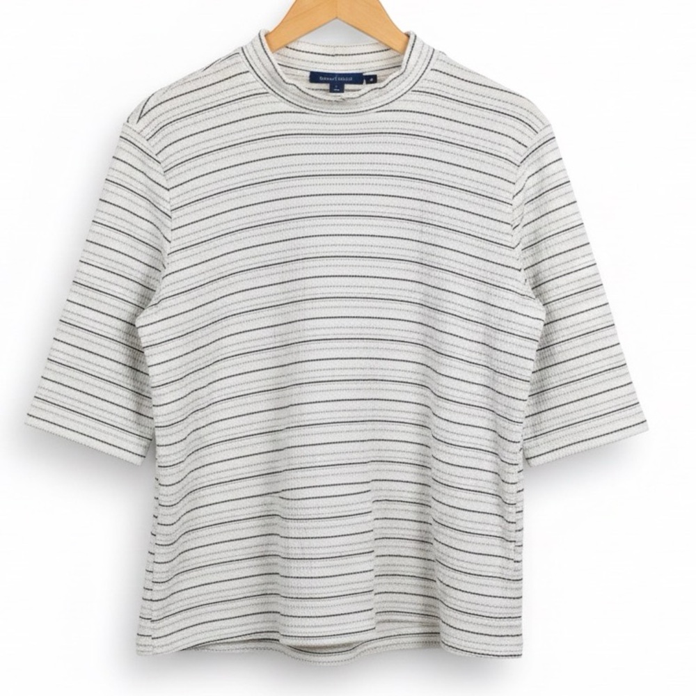 Apt.9 Elbow Sleeve Stretchy Ribbed Striped Top